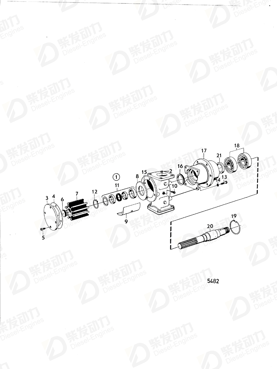 VOLVO Impeller kit 21730344 Drawing